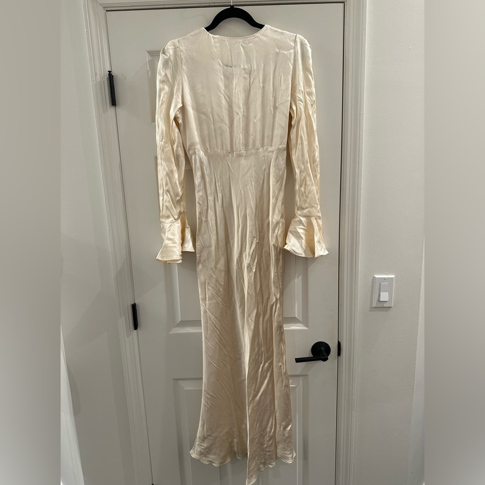 NWT Shona Joy La Lune Frill Cuff Bias Midi Dress in Cream size 8 - Picture 7 of 11